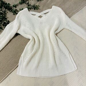 It's Our Time Women's V-Neck Cream Sweater